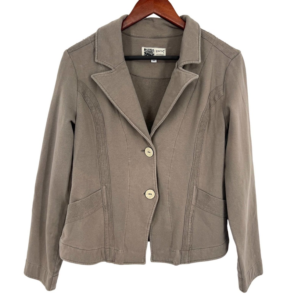 Habitat Womens Size Medium Jacket Blouse Shirt Top Winter Wearable Art Brown